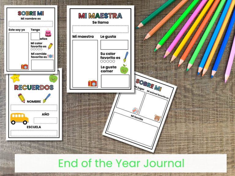 End of the Year journal in spanish for kindergarten