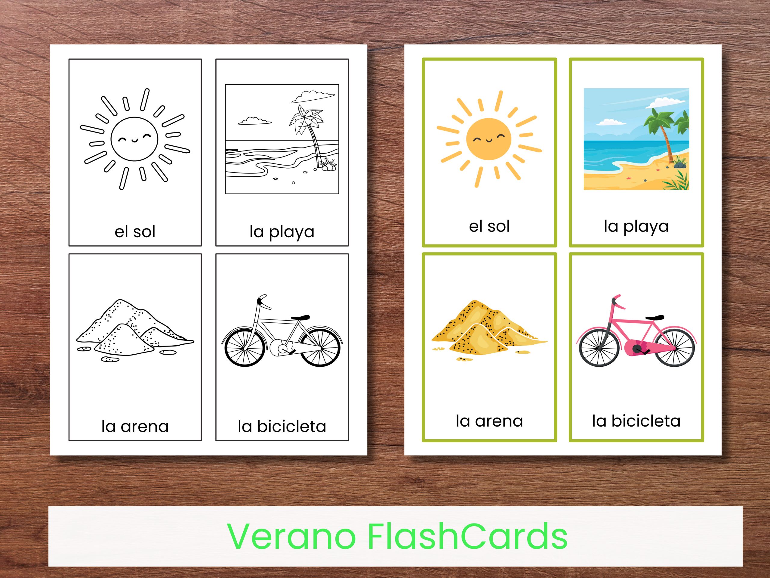 Summer Flashcards in Spanish